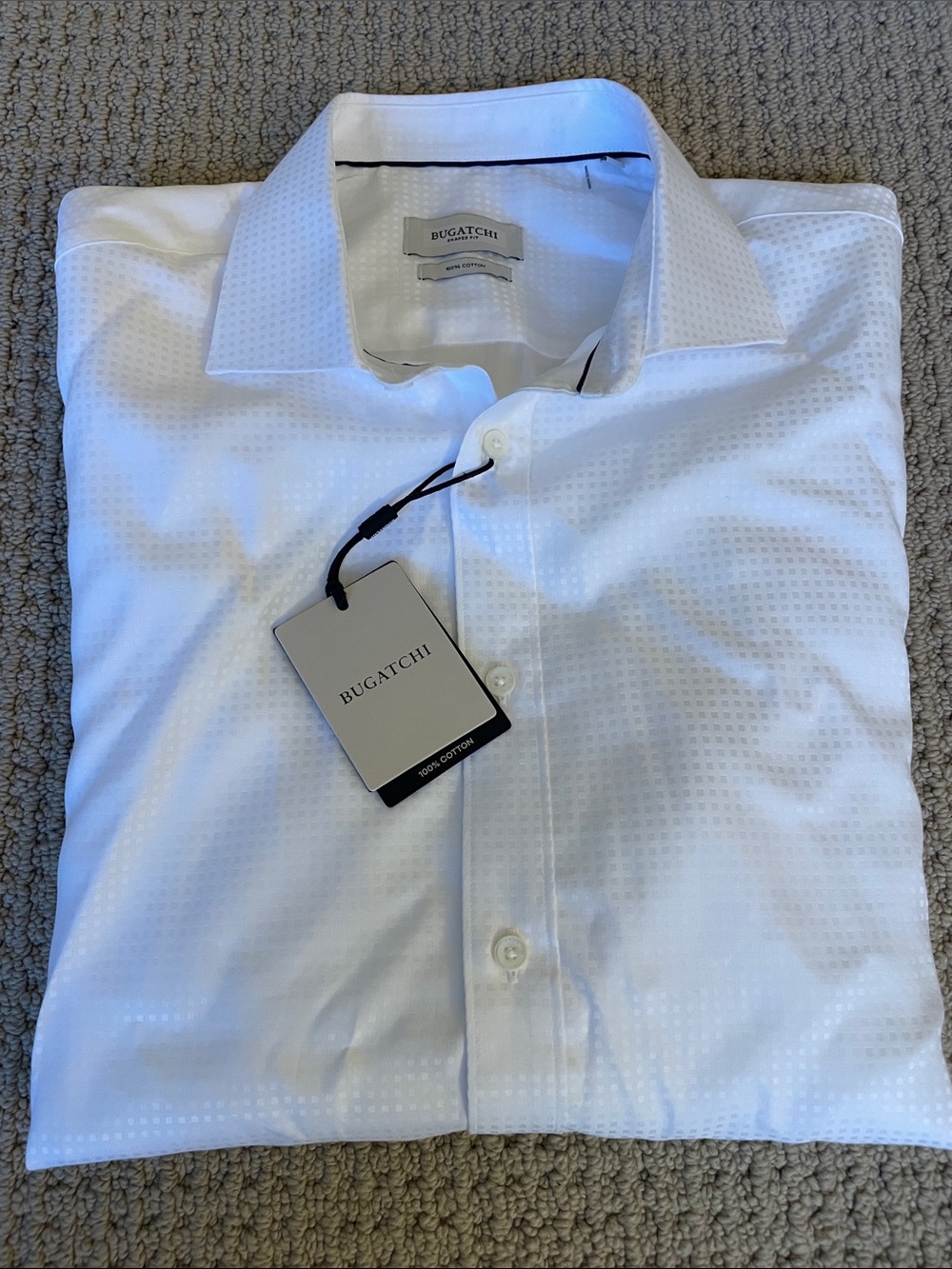 Bugatchi White Textured Dress Shirt